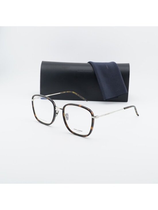 Saint Laurent SL440/F OPT 002 Eyeglasses Havana/Silver 54mm Square Frame main image 2